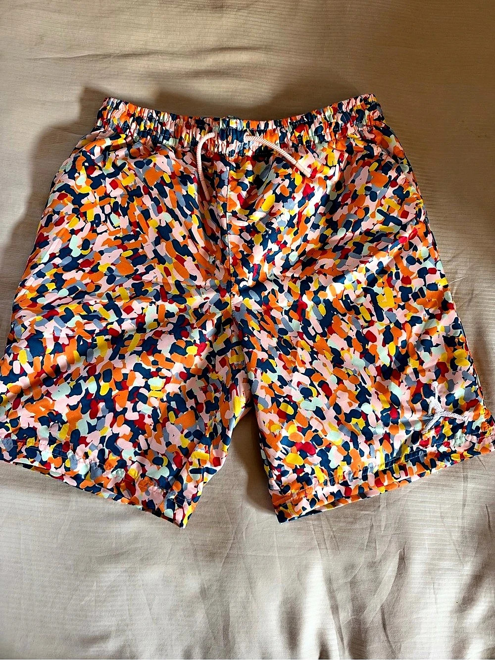Jordan kids Abstract Swim Trunks Orange Multi Large Like New